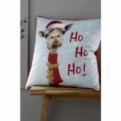 Catherine Lansfield Silver Christmas Giraffe Cushion