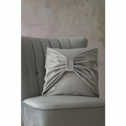 Catherine Lansfield Silver Velvet Bow Cushion