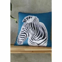 Catherine Lansfield Teal Blue Zebra Cushion