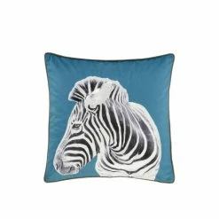 Alternative view of Catherine Lansfield Teal Blue Zebra Cushion