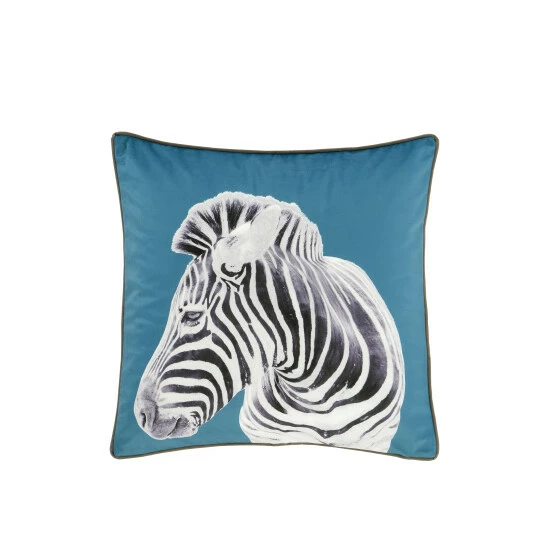 Catherine Lansfield Teal Blue Zebra Cushion 2 Catherine Lansfield Teal Blue Zebra Cushion - Image 2