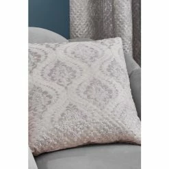 Catherine Lansfield Grey Damask Metallic Pinsonic Foil Cushion