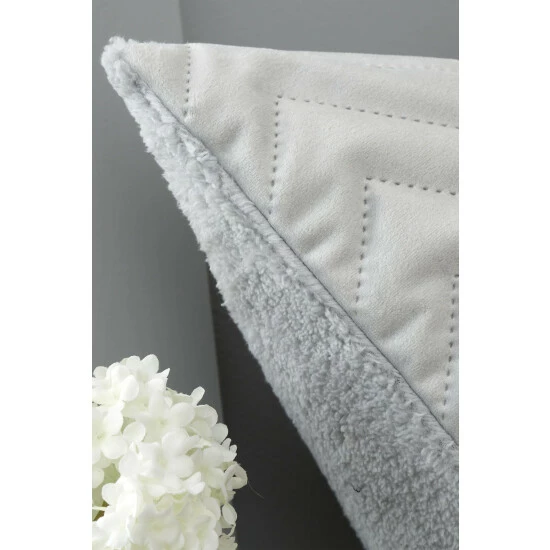 Catherine Lansfield Silver Velvet Zig Zag Cushion 2 Catherine Lansfield Silver Velvet Zig Zag Cushion - Image 2