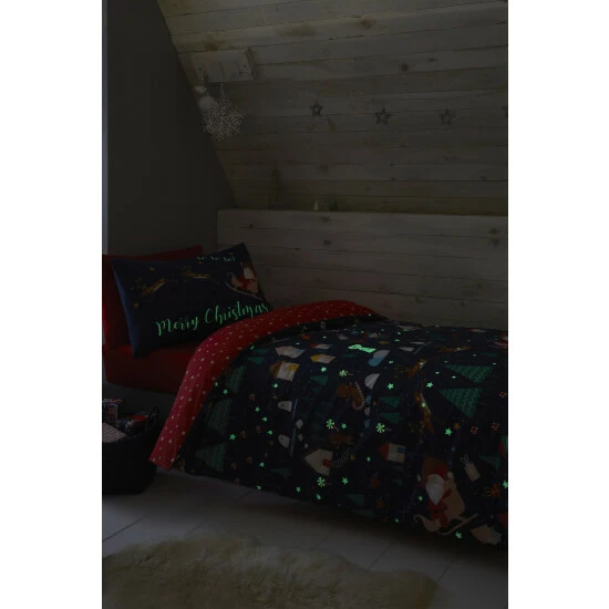 Catherine Lansfield Blue Santa's Christmas Wonderland Duvet Cover And Pillowcase Set 2 Catherine Lansfield Blue Santa's Christmas Wonderland Duvet Cover And Pillowcase Set - Image 2