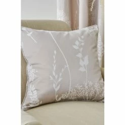 Catherine Lansfield Natural Meadowsweet Floral Jacquard Cushion