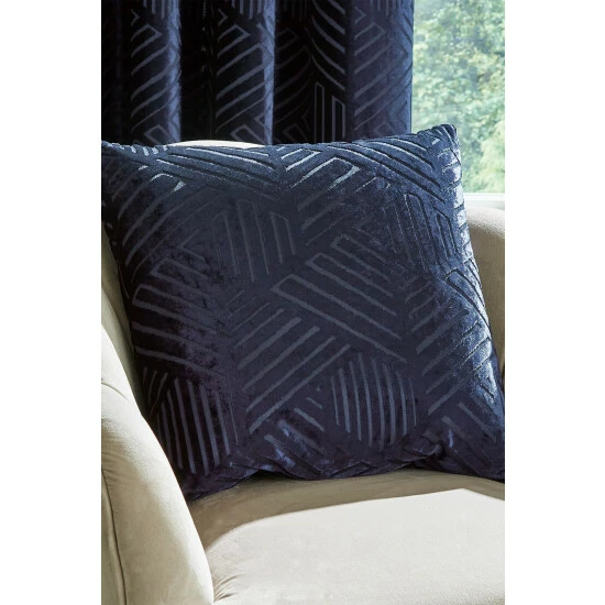 Catherine Lansfield Blue Geo Cut Velvet Cushion 1 Catherine Lansfield Blue Geo Cut Velvet Cushion