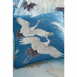 Catherine Lansfield Blue Cranes Piped Cushion