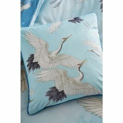 Alternative view of Catherine Lansfield Blue Cranes Piped Cushion