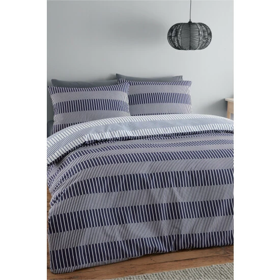 Catherine Lansfield Blue Lines Reversible Duvet Cover And Pillowcase Set 1 Catherine Lansfield Blue Lines Reversible Duvet Cover And Pillowcase Set