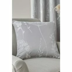 Catherine Lansfield Silver Meadowsweet Floral Jacquard Cushion