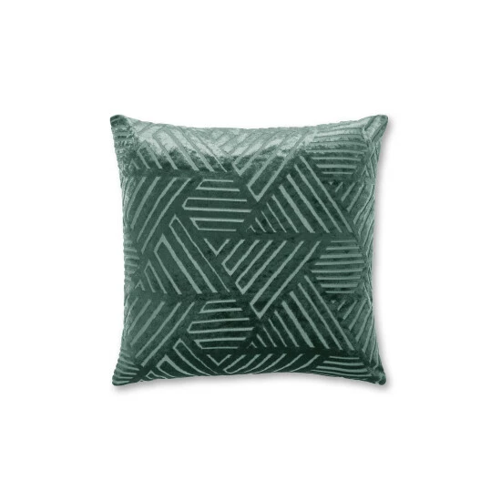 Catherine Lansfield Green Geo Cut Velvet Cushion 2 Catherine Lansfield Green Geo Cut Velvet Cushion - Image 2