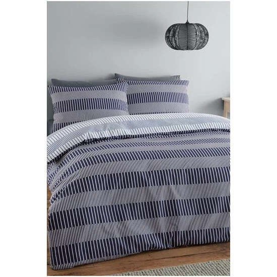 Catherine Lansfield Blue Lines Reversible Duvet Cover And Pillowcase Set 5 Catherine Lansfield Blue Lines Reversible Duvet Cover And Pillowcase Set - Image 5