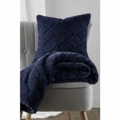 Alternative view of Catherine Lansfield Blue Cosy Diamond Cushion