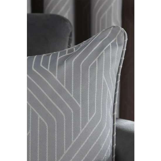Catherine Lansfield Silver Linear Geo Jacquard Cushion 2 Catherine Lansfield Silver Linear Geo Jacquard Cushion - Image 2