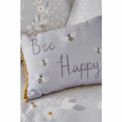 Catherine Lansfield Grey Bee Happy Cushion