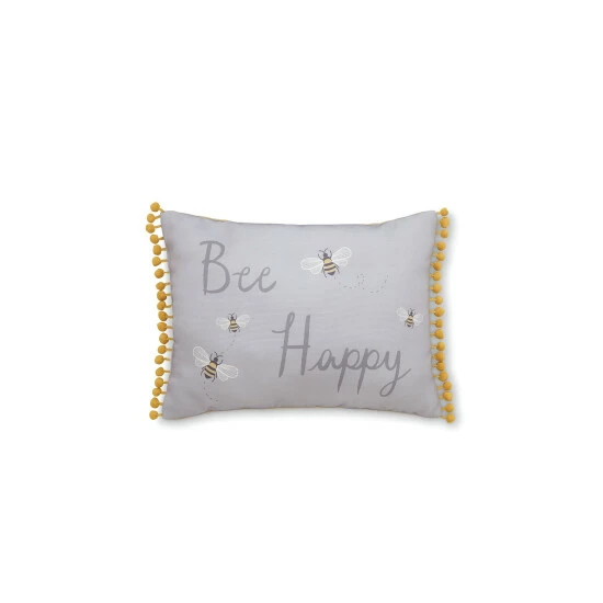 Catherine Lansfield Grey Bee Happy Cushion 2 Catherine Lansfield Grey Bee Happy Cushion - Image 2