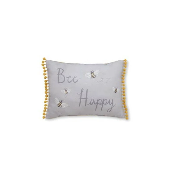 Catherine Lansfield Grey Bee Happy Cushion 4 Catherine Lansfield Grey Bee Happy Cushion - Image 4