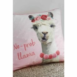Catherine Lansfield Pink No Prob Llama Large Cushion