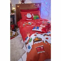 Catherine Lansfield Red Santa's Christmas Presents Duvet Cover And Pillowcase Set