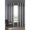 Catherine Lansfield Grey Melville Woven Texture Eyelet Curtains