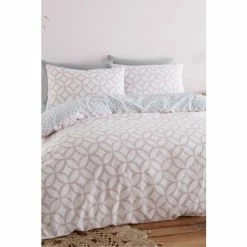 Catherine Lansfield Pink Geo Trellis Reversible Duvet Cover And Pillowcase Set
