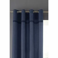Alternative view of Catherine Lansfield Blue Melville Woven Texture Cotton Eyelet Curtains