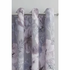 Alternative view of Catherine Lansfield Grey Dramatic Floral Eyelet Curtains