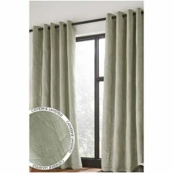 Catherine Lansfield Green Velvet Pinsonic Leaf Thermal Curtains