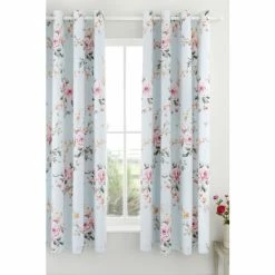 Catherine Lansfield Duck Egg Blue Canterbury Floral Eyelet Curtains
