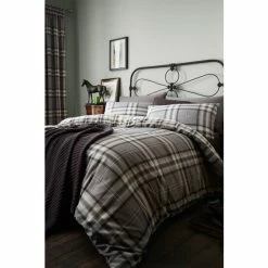 Alternative view of Catherine Lansfield Grey Kelso Check Pencil Pleat Curtains