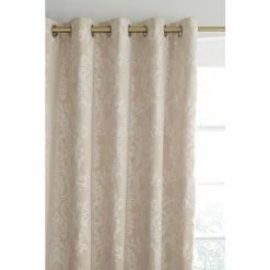 Alternative view of Catherine Lansfield Natural Damask Jacquard Eyelet Lined Curtains