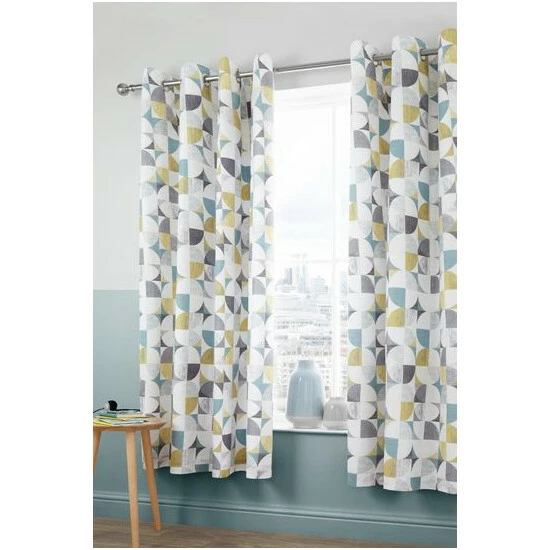 Catherine Lansfield Grey Retro Circles Lined Eyelet Curtains 3 Catherine Lansfield Grey Retro Circles Lined Eyelet Curtains - Image 3