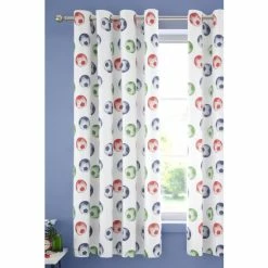 Catherine Lansfield White Eat Sleep Football Lined Eyelet Eyelet Curtains