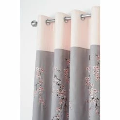 Alternative view of Catherine Lansfield Pink Embroidered Blossom Eyelet Curtains