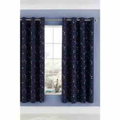 Catherine Lansfield Blue Happy Space Eyelet Curtains