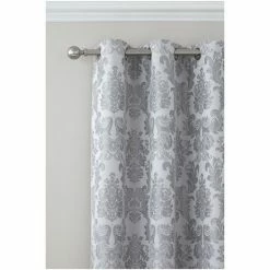 Alternative view of Catherine Lansfield Silver Damask Jacquard Lined Eyelet Curtains