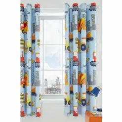 Catherine Lansfield Blue Construction Blackout Eyelet Curtains