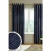 Catherine Lansfield Blue Geo Cut Velvet Lined Eyelet Curtains