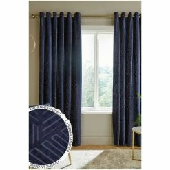 Catherine Lansfield Blue Geo Cut Velvet Lined Eyelet Curtains -Catherine Lansfield Shop unnamed file 1695