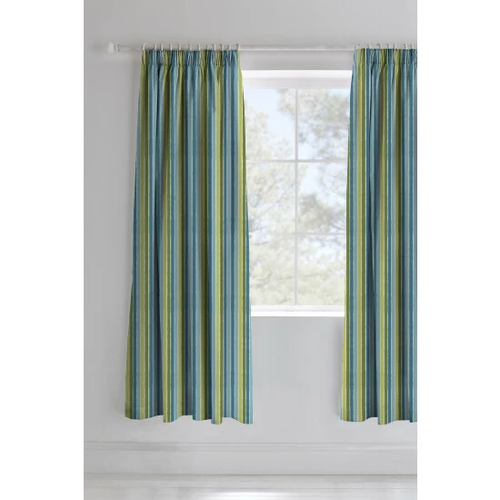 Catherine Lansfield Blue Dino Stripe Pencil Pleat Curtains 1 Catherine Lansfield Blue Dino Stripe Pencil Pleat Curtains