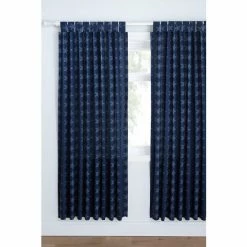 Catherine Lansfield Blue Stars And Stripes Lined Tab Top Curtains