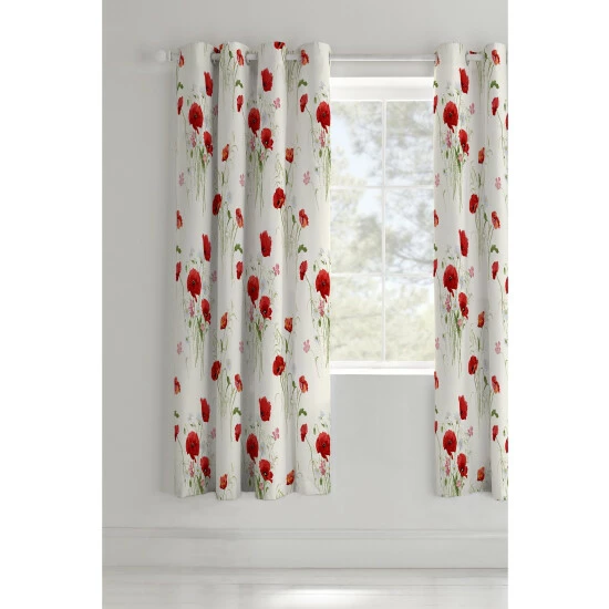 Catherine Lansfield Red Wild Poppies Eyelet Curtains 1 Catherine Lansfield Red Wild Poppies Eyelet Curtains