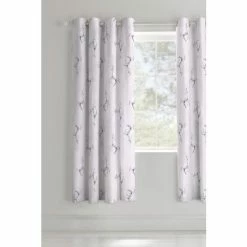 Catherine Lansfield Pink Enchanted Unicorn Lined Eyelet Curtains