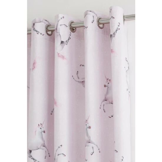 Catherine Lansfield Pink Enchanted Unicorn Lined Eyelet Curtains 2 Catherine Lansfield Pink Enchanted Unicorn Lined Eyelet Curtains - Image 2