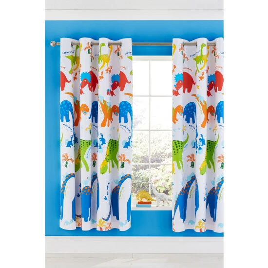 Catherine Lansfield White Dinosaw Blackout Eyelet Curtains 1 Catherine Lansfield White Dinosaw Blackout Eyelet Curtains