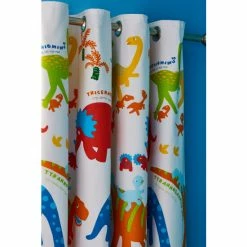 Alternative view of Catherine Lansfield White Dinosaw Blackout Eyelet Curtains