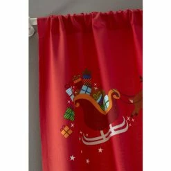 Alternative view of Catherine Lansfield Red Santa's Christmas Presents Single Slot Header Panel Curtain