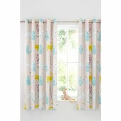 Catherine Lansfield Pink Cute Cats Reversible Eyelet Curtains