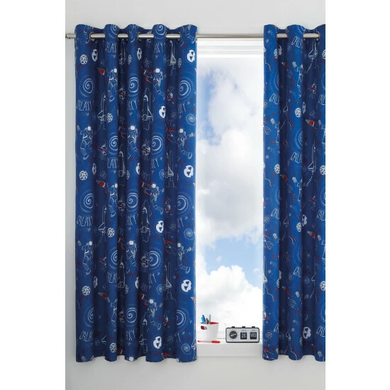 Catherine Lansfield Space Adventure Eyelet Curtains 1 Catherine Lansfield Space Adventure Eyelet Curtains