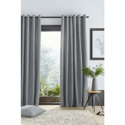 Catherine Lansfield Silver Pinsonic Chevron Thermal Lined Eyelet Curtains